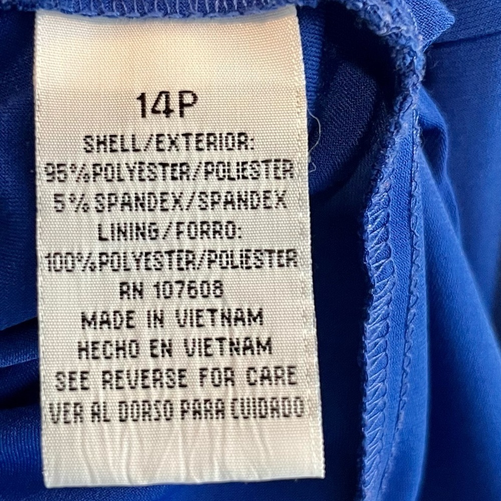 Cobalt Royal Blue Cap Sleeve Tie Waist Stretchy Mini Dress Size 14 Petite - Picture 4 of 7